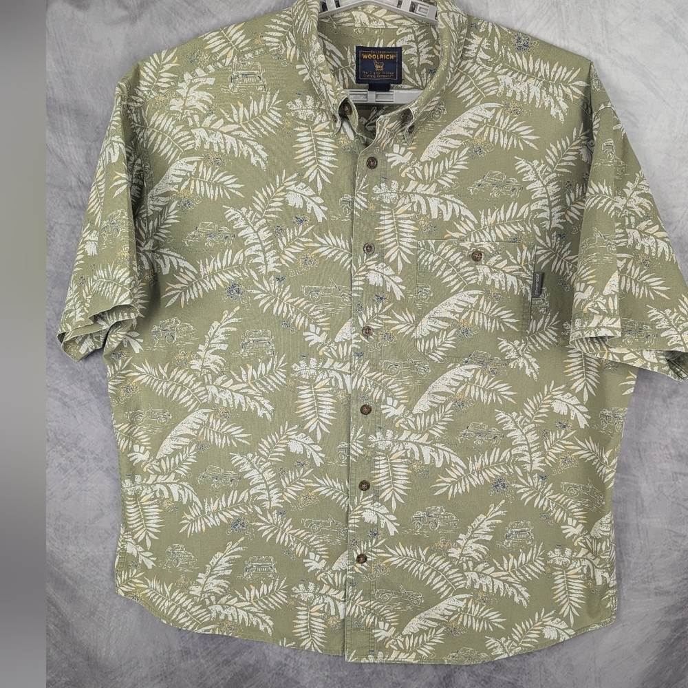Woolrich Green and White Casual Button Down Shirt Possible 2XL (No Tag)